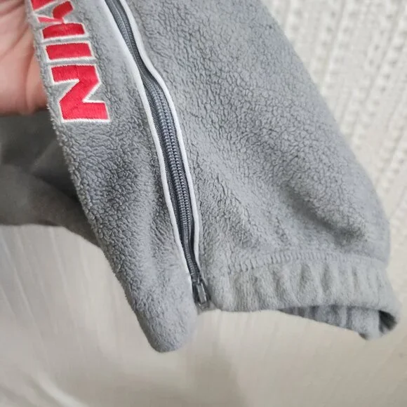 Vintage Nike Gray Fleece Sweatpants XXL Red Embroidered Logo Baggy Fit Retro - Picture 9 of 12